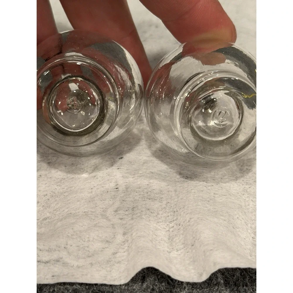 Vintage Glass Salt & Pepper Shaker Set Pair Onion Bulb With Metal Screw On Top